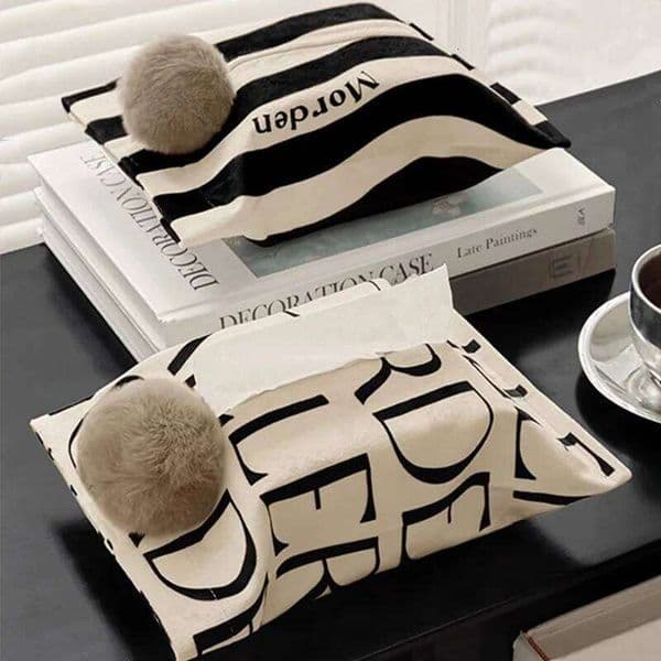 Tissue Box Paper Holder Napkin Dispenser Velvet Facial Organizer Wabi-sabi Beige Japan Style Luxury Hand Paint Gome Decoration 26Y0205