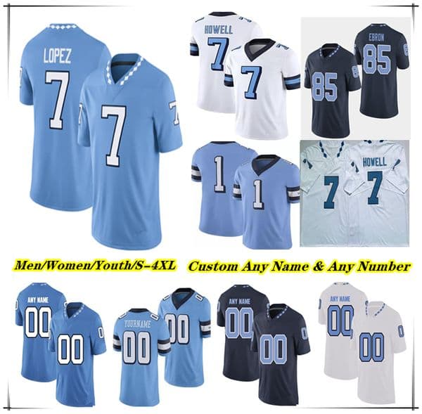 Custom Gio Lopez College Football Jersey unc Drake Maye Demon June Benjamin Hall Davion Gause 1 Shipp 8 Paysour Khmori House Andrew Simpson Melkart Abou Jaoude 4XL
