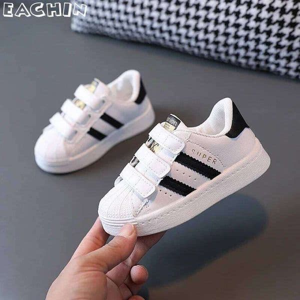 Children's Kids Fashion Design White Non-slip Casual Boys Girls Hook Breathable Sneakers Toddler Outdoor Shoes 26Y0205