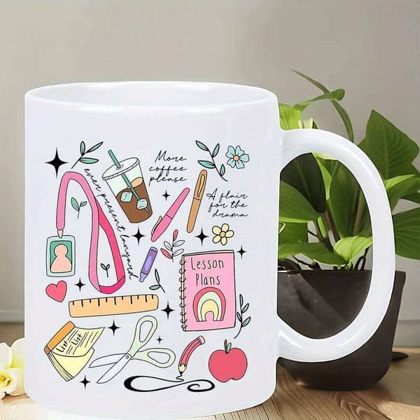 Retrogive a Thank-You Gift to The Teacher Ceramic Coffee Mug Insulated, Reusable, Hand-Wash Only - Ideal for Camping & Outdoor 26W0204