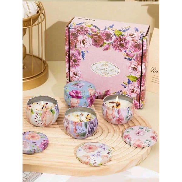 4 cans/set of hot melt wax aromatherapy set, homemade soy candle cups, flower candles for weddings and holiday decorations H260205