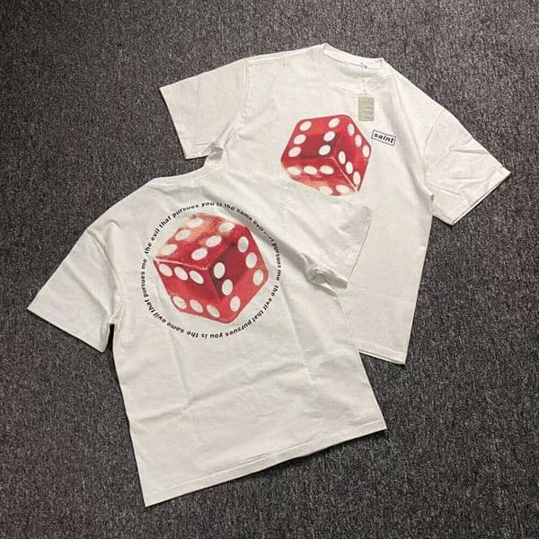Saint OF Michael Streetwear Dice Printed Vintage Clothing Fashion Casual Tee Tops Cotton Loose Oversized T Shirt For Men L260205