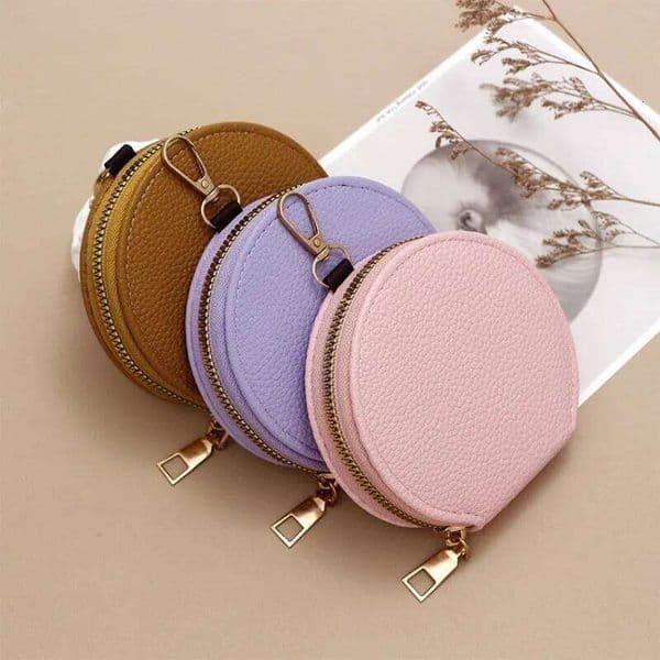 Round Mini for Women Portable Key Coin Makeup Bag Multi Functional Student Wallet Card Holder Female Zipper Purses Z260205