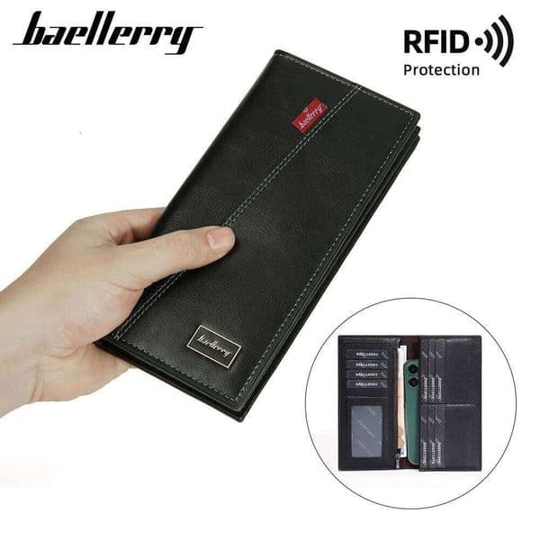 Baellerry Mens Long Wallet RFID Blocking for Suit Pocket, Business Formal Zip Around Card Holder with 10+ Slots Z260205