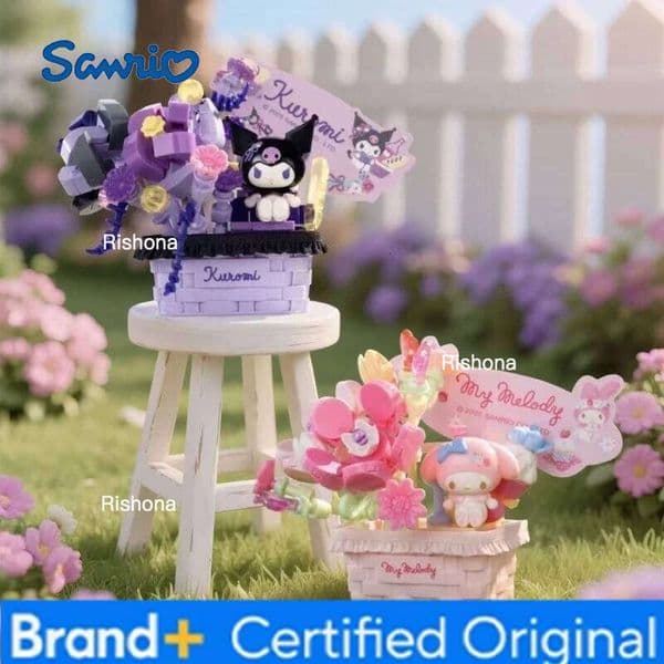 Sanrio Secret Flower Building Block Hello Kitty Kuromi My Melody Pochacco Splicing Model Ornaments Educational Toy Gift H2602051