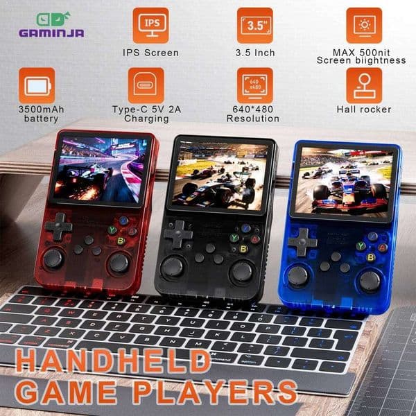 GAMINJA R36S Gamepads IPS 640x480 Screen Built 3.5Inch in 64GB Memory Classic Games Portable Handheld Game Console H260205