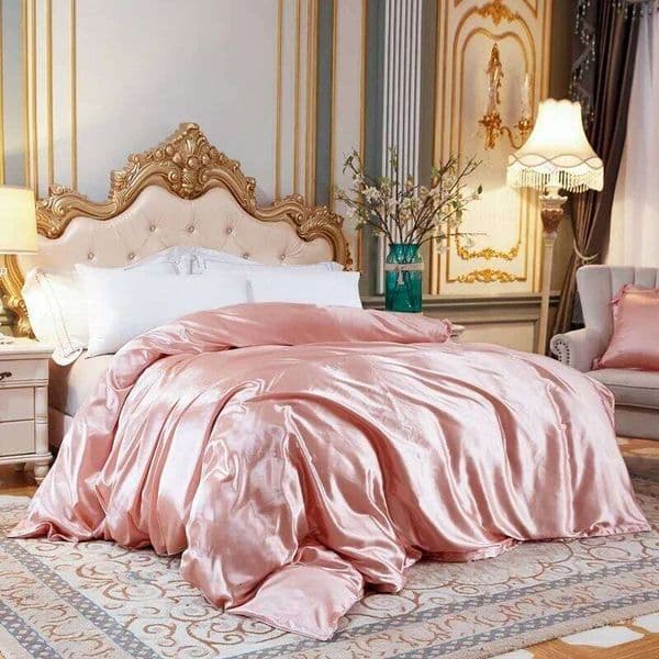 Solid Color Bedding Set with Silk Duvet Cover Bed Sheet Pillowcase Luxury Satin Bedsheet King Queen Double Twin Size 26Y0205