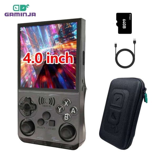 GAMINJA ANS13 4.0 Inch IPS Screen Retro Handheld Video Game Console 15000+ Games Built-in Linux Free Portable Bag H260205