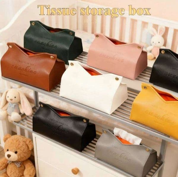 Nordic Style Leather Tissue Box Large Storage Car, Home Living Room Bedroom Kitchen Desktop Decoration Boxes 26W0206