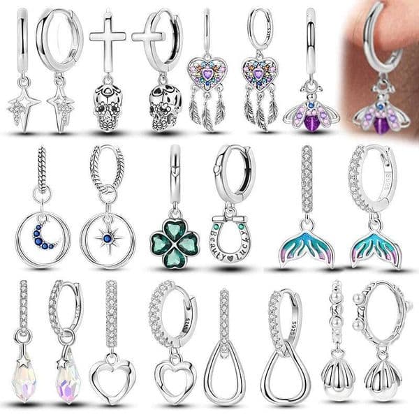 Disney Designer Jewelry Hoop Earring 925 Sterling Silver Pendientes Clover Dreamcatcher Butterfly for Woman Original Earring Fashion Jewelry Gift luxury jewelry