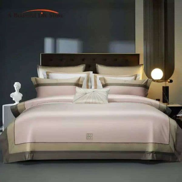 Luxury Embroidery Bedding Set, 1000TC Egyptian Cotton, Soft Silky Duvet Cover, Bed Sheet, Pillowcases, Hotel Style, 4 Pcs XJ251225