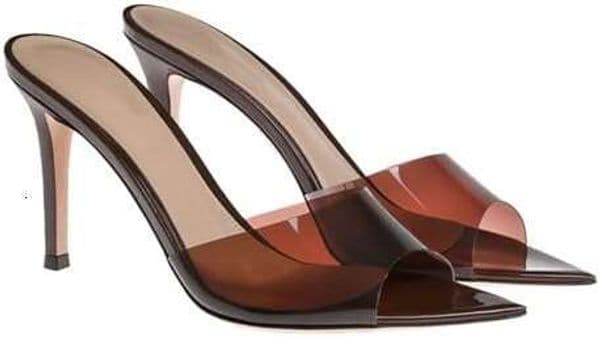 Women S Clear Pointed Open Toe Stiletto Heel Slide Sandal Fahion Sexy Slip On Tranparent Strap High Heel Mule Summer Backle Party Wedding Prom Dre
