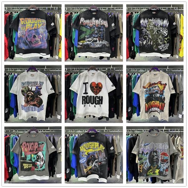 Roughplays T-shirt Mens Designers Womens T Shirt Cotton Short Sleeves High end pattern Tshirts Clothing Summer Street Casual Breathable T-shirt
