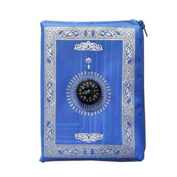Portable Prayer Mat Premium Polyester with Built-in Compass for Muslim Travel & Ramadan Gifts - Machine Washable 100x60cm 26L0203