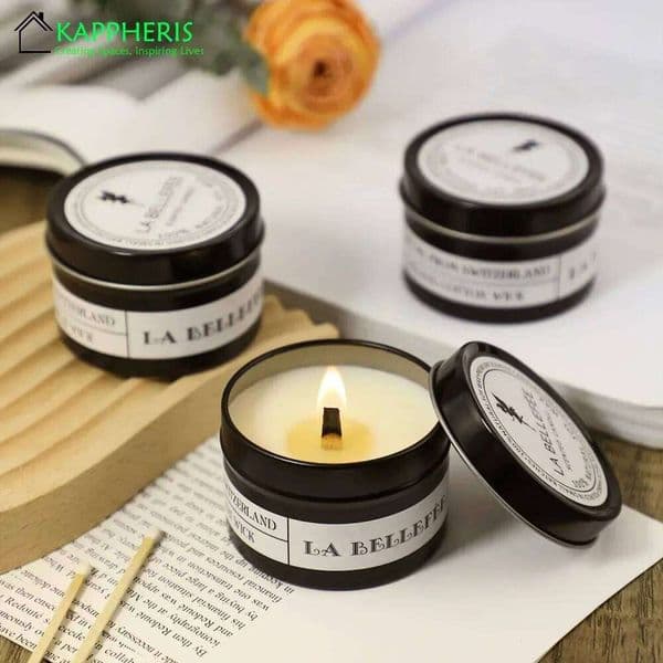 Black Tin Can Woodwick Candle Jars with Lid Classic Scented Aromatic Candles Home Decoration S260205
