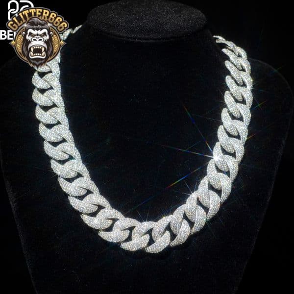 High Quality 14mm VVS Moissanite Cuban Link Chain Necklace Custom Iced Out Round Brilliant Cut 925 Silver Bracelet for Men Women