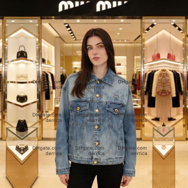 womens spring denim jacket embroidered letter designer outwear long sleeve coats top cowgirl clothing womens outerwear us size sxl