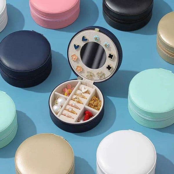 Multilayer small stud ring receive necklaces earrings box portable cassette jewelry mirrors 26Y0206