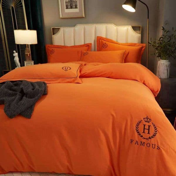 cologne 2026 Cologne Customizable Orange Perfume High-End Cotton Four-Piece Set Household Summer Thin Quilt Cover Free perfume Shipping Shipping
