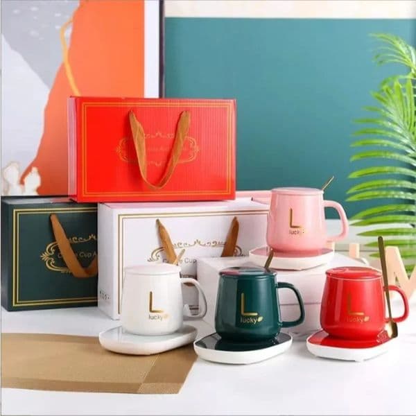 2025 -selling warm and insulated coffee cups ceramic constant-temperature cups 55-degree heating coasters gift box sets 260128