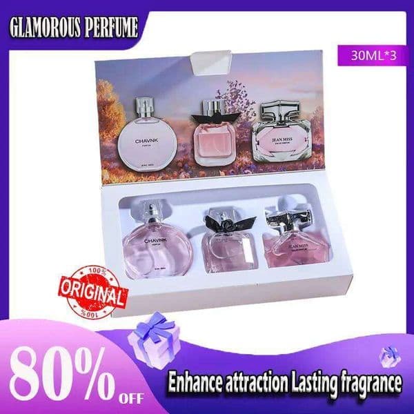 90ML30mlx3PCS Eau De Parfum Gift Box Feminino Spray Light Scent Floral Fruity Chypre Notes LongLasting Women Perfume Set H260206