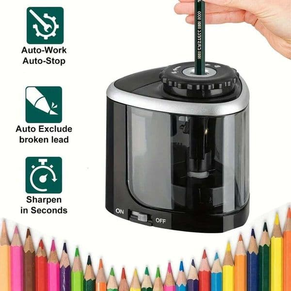 Automatic Electric Pencil Sharpener Desktop For 6 8mm Pencils Students School Office Use With Auto Stop And Safety Feature 26Y0206