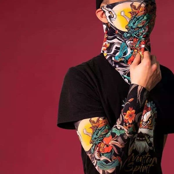 Trendy Chinese-Style Ice Silk Sunscreen And Dustproof Mask Summer Sunshade Scarf For Motorcycle Riding, Outdoor Fishing Face Covering Personalized Neck Cover