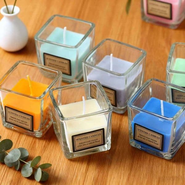 Modern Square Scented Candle, Minimalist Home Decor Aromatherapy, Relaxing Scent Bedroom Office, Elegant Gift for Women Her H260205