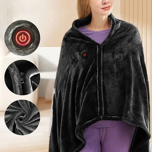 USB Heated Shawl Electric Heating Blanket 3 Heating Level Wearable Heated Poncho Throw Heated Throw Blanket for Camping Hiking 260124