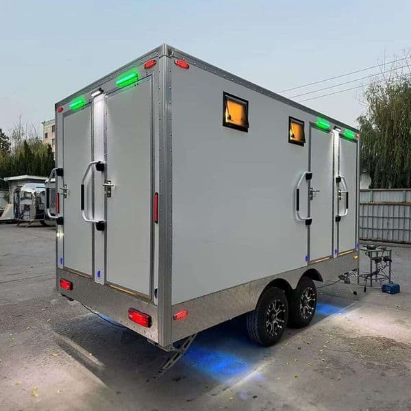 Wheelchair Accessible Portable Restroom for Parks Mobile Toilet with Large Interior Space and Safety Rails for Public Sites