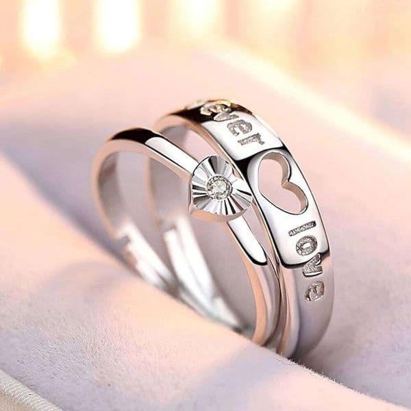 1 Pair Adjustable Hollow Heart-Shaped Letter Love Forever Couple Rings Men Women Finger Jewelry Drop Shipping W260206 thumbnail 3