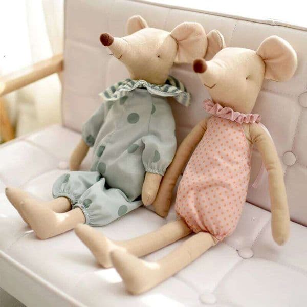 Kids Little Cute Pink Cotton and Green Bowknot Doll Stuffed Toy 26W0206