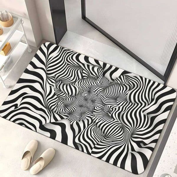 1pc 3D Optical Illusion HD Printed Doormat, Non-Slip Microfiber Polyester Absorbent Rug, Machine Washable, for Bedroom, Living R 26H0206