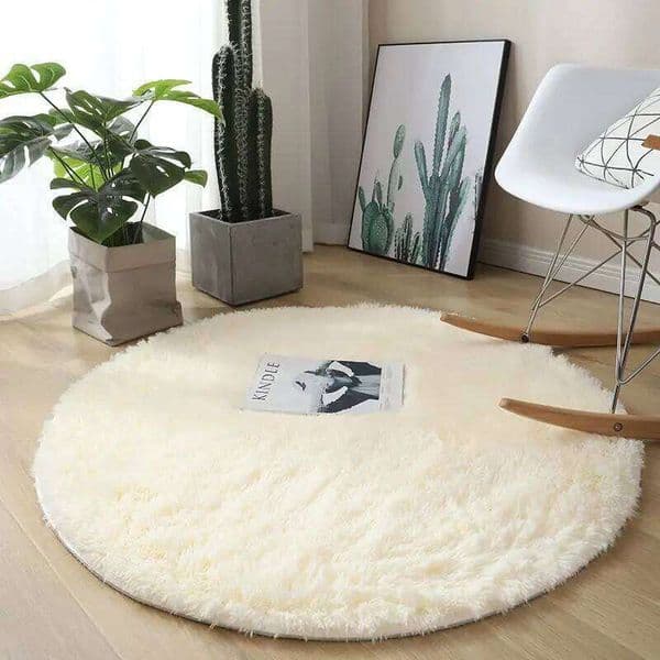 Plush round living Decoration Children's Bedroom fluffy white carpet non-slip blanket bedside design Room play mat 26L0206