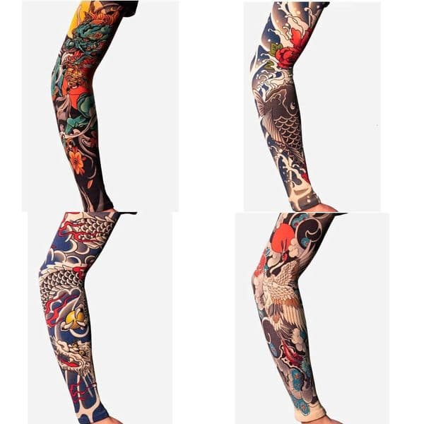 Chinese ethnic culture Ice Silk Sunscreen Tattoo Sleeves Summer UV Protection Men And Women Cycling Masks Driving Gloves Arm Guards National Trend WKERSIY