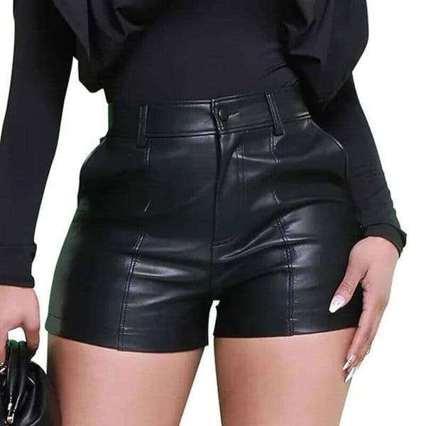 Womens Casual Faux Leather Shorts C260206
