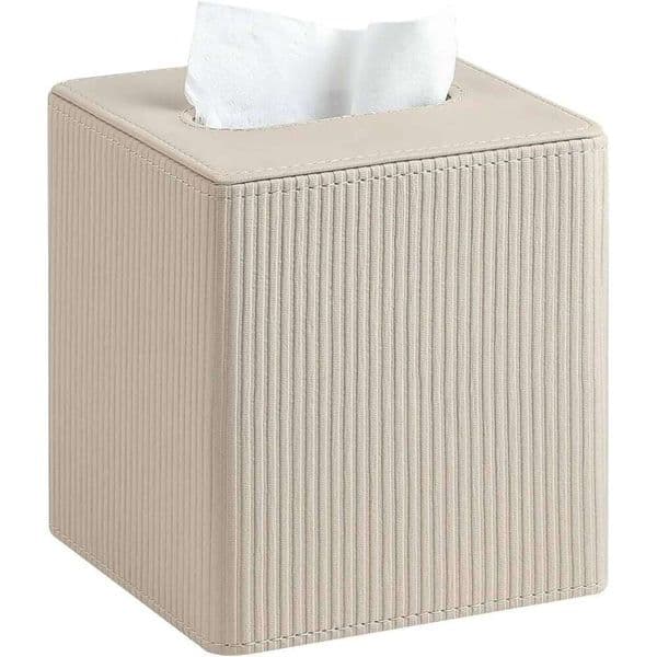 PU Leather Box Cover with Magnetic Closure Bathroom Bedroom Office Desk Square Tissue Holder 26W0206