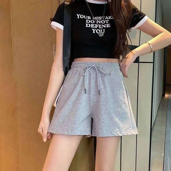 Women's casual drawstring sports summer slim fit high waist yoga A-line loose women's running straight shorts C260206