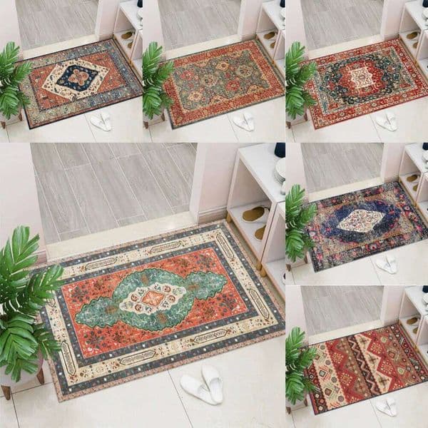 Retro Persian Boho Print Doormat Welcome Living Room Bedroom Entrance Kitchen Hallway Anti-slip Washable Floor Foot Mat 26H0206