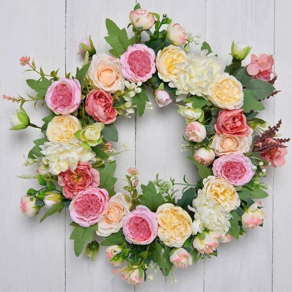 Artificial Peony Wreath Garland Rattan Decor Flower Door Decoration Table Centerpieces for Home And Wedding 26W0206