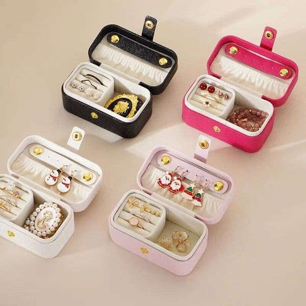 Pu Leather Square Shaped Jewelry Ring Necklace Earrings jewelry boxes Minimalist Daily Travel Portable Storage Box 26Y0206
