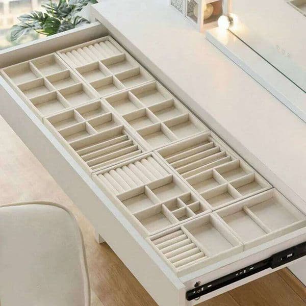 Flannelette Jewelry Display Stackable Exquisite Jewellery Holder Portable Ring Earrings Necklace Organizer Box Organizator 26Y0206