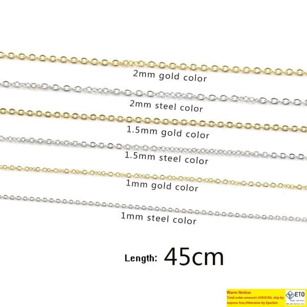18k Gold Chain Necklace For Women Men Silver 1mm Box Chain Necklace Stainless Steel Jewelry With Spring Ring Clasp1.5 2mm LL