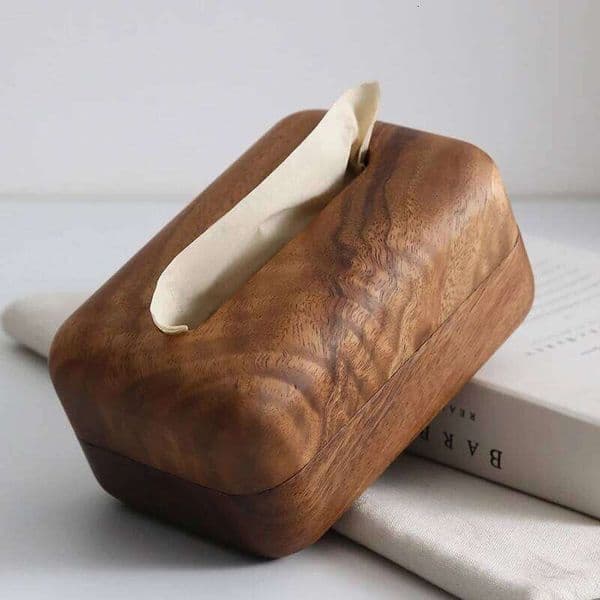 Walnut Tissue Box Minimalist Solid Wood Dispenser for Living Room Elegant Coffee Table Organizer Home Napkin Holder 26W0206