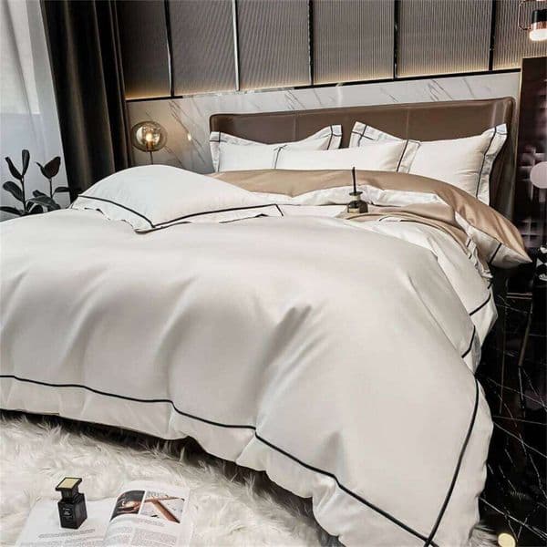 Simple plain comforter spring autumn winter long staple four piece set cotton bed sheet quilt cover housse de couette XJ251225W260210