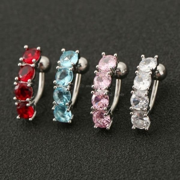 Cubic Zirconia CZ Navel Bell Button Rings Fashion Women Elegant Crystal Body Piercing Jewelry Belly Charm Accessories Summer Tank Top Q260529