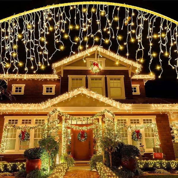 5M Christmas Garland LED Curtain Icicle String Lights Droop 04-06m AC 220V Garden Street Outdoor Decorative Holiday Light 260202BJ