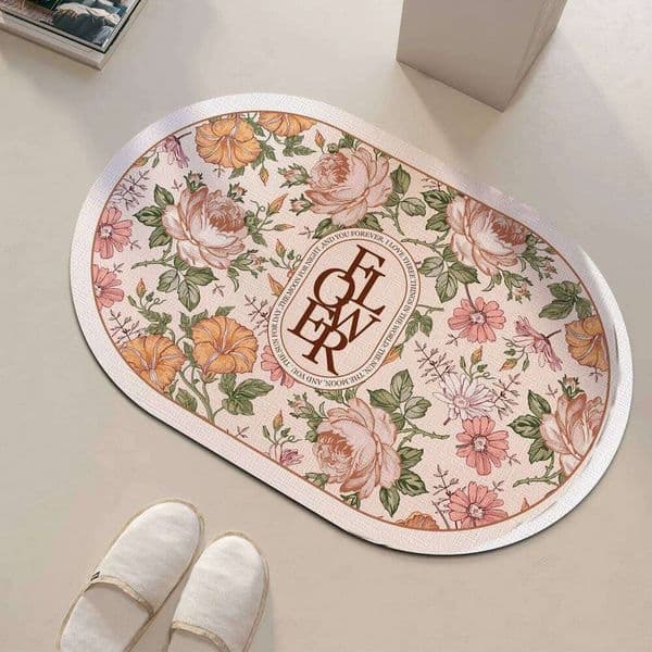 Flower Print Bath Mat Bathroom Super Absorbent Foot Mats Non-Slip Quick Dry Shower Pad Toilet Carpet Doormat Washable 26H0206