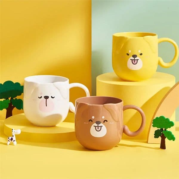300-400ML Children Milk Coffee Cup With Handle Mug Plastic Water Cup Heat Resistant Cartoon Mouthwash Toothbrush Cup 260128