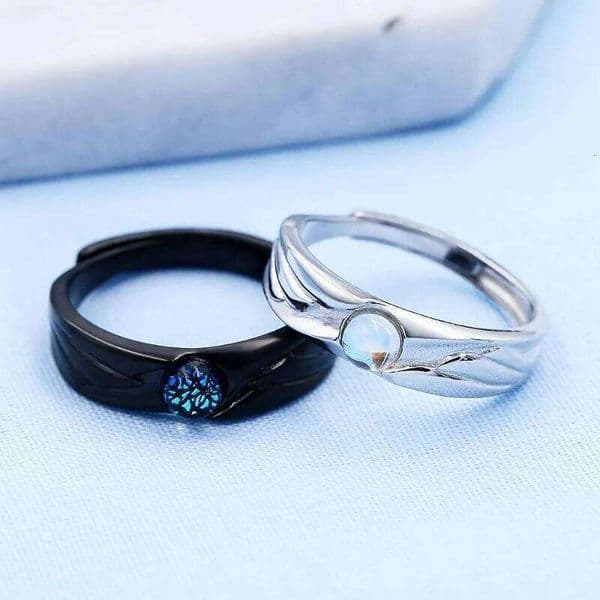 2pcs Demons and Angels Matching Couple Friendship Lover Open Adjustable Minimalist Engagement Wedding Rings Lovers W260206